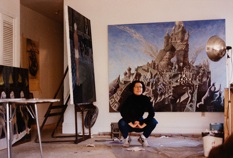 Denyse painting Glasnost, 1990